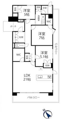 グランスイートハート(3LDK/6階)の間取り写真