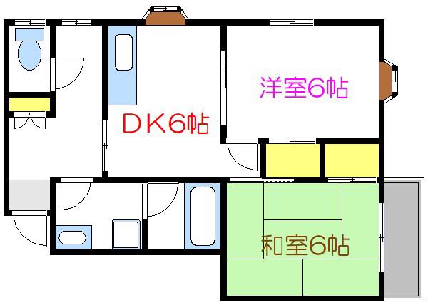 カトラセゾン7(2DK/1階)の間取り写真
