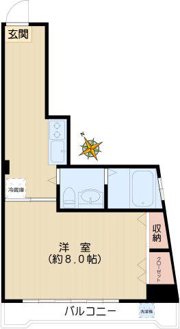 岡部ビル(1K/3階)の間取り写真