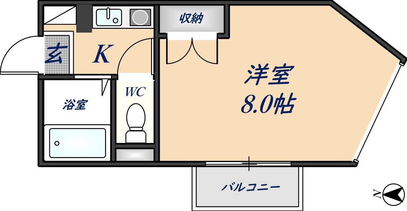 エンゼルハイツ桜町(1K/2階)の間取り写真