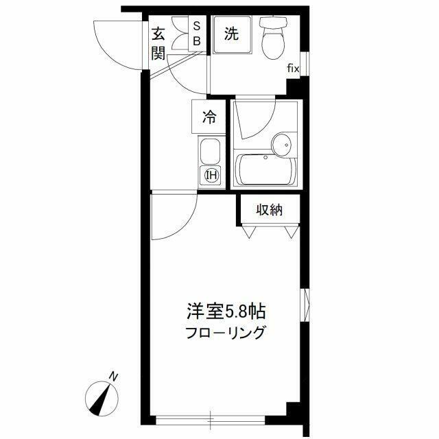タウンコート(1K/2階)の間取り写真