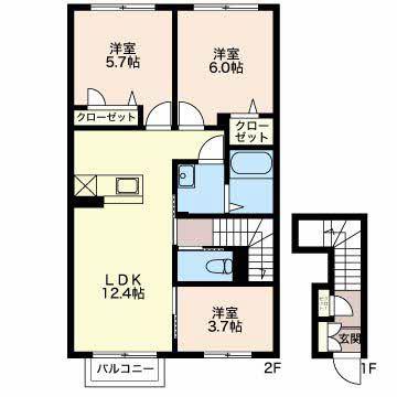 シャーメゾン秋和(3LDK/2階)の間取り写真