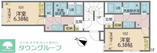 カインドネスみずほ台(1K/1階)の間取り写真