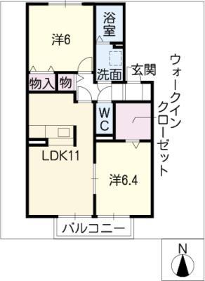サンルガールA(2LDK/1階)の間取り写真