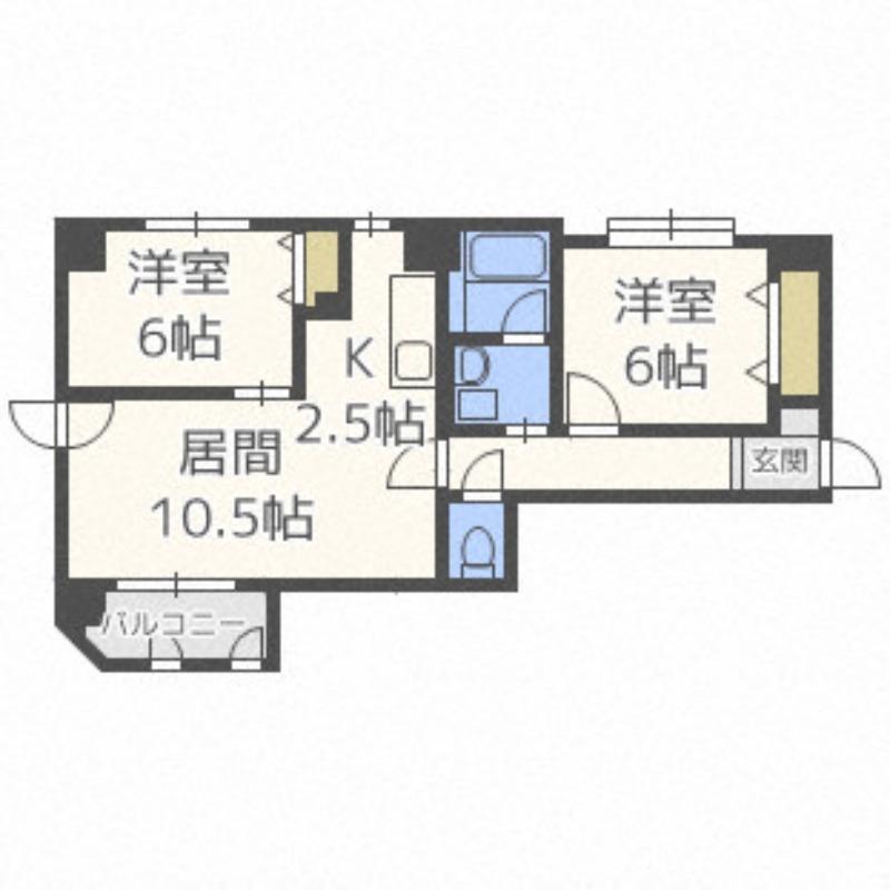フォンテーヌ豊平(2LDK/5階)の間取り写真