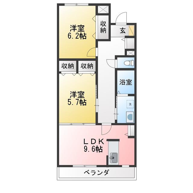 ブルースカイマンションIII(2DK/5階)の間取り写真