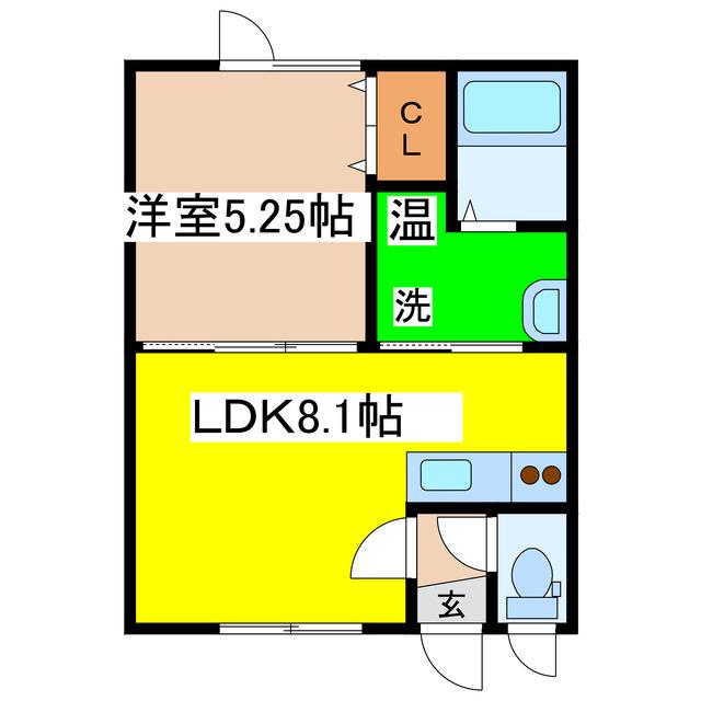 ハピネスドムス昭和(1LDK/1階)の間取り写真