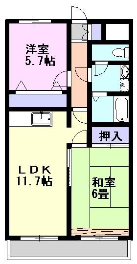 ミルキーコジマ(2LDK/4階)の間取り写真