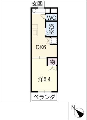 ユニオンハイツ日比野(1DK/4階)の間取り写真