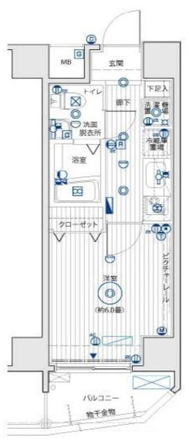 ル・リオン南大塚(1K/7階)の間取り写真