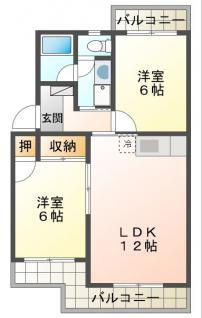 アーバンライフ YUI(2LDK/1階)の間取り写真