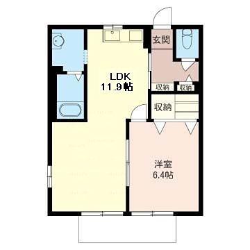 シャトー足立参番館(1LDK/1階)の間取り写真