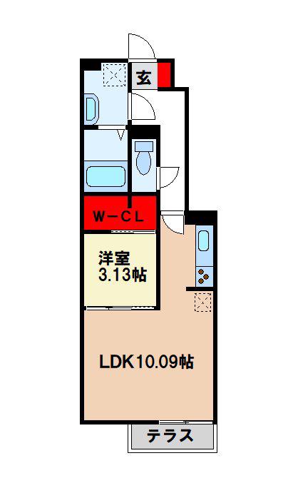 ラフィネ三沢(1LDK/1階)の間取り写真
