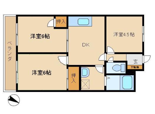 センチュリーマンション嵯峨(3DK/4階)の間取り写真