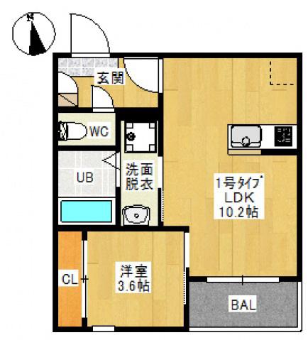 REGALEST V(1LDK/3階)の間取り写真
