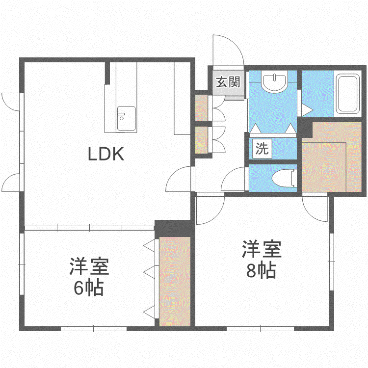 ミルフイユ(2LDK/1階)の間取り写真