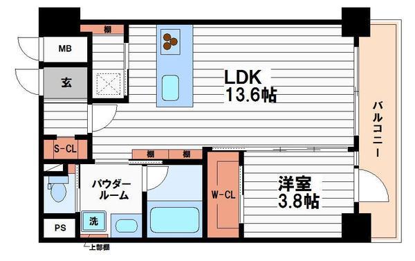 BRAVE松屋町(1LDK/2階)の間取り写真