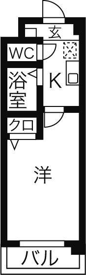 マメゾンちかふじ(1K/1階)の間取り写真