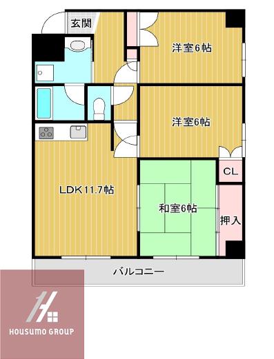 JP大正レジデンス(3LDK/5階)の間取り写真