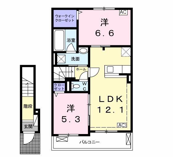 フィーレダンクII(2LDK/2階)の間取り写真