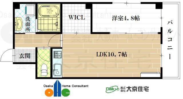 ピオニー久宝寺(1LDK/6階)の間取り写真