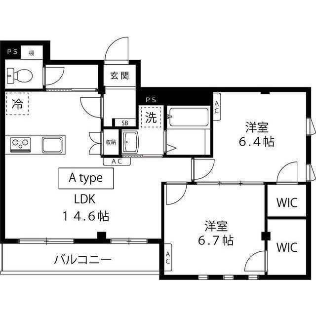 バーニッシュ世田谷(2LDK/4階)の間取り写真