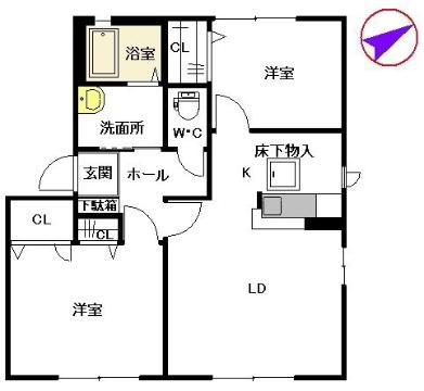 メゾンポラリスI(2LDK/1階)の間取り写真