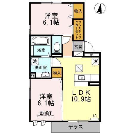 アルティスタ B(2LDK/1階)の間取り写真
