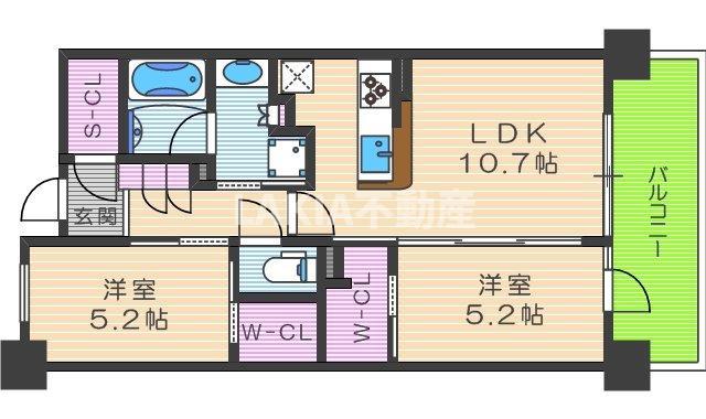 リビオレゾン梅田カサーレ(2LDK/9階)の間取り写真