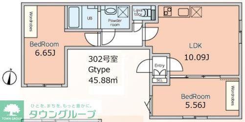 ALERO BASE SASAZUKA サウス(2LDK/3階)の間取り写真