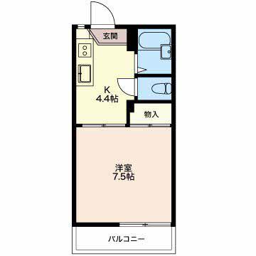 K′Sコート(1K/2階)の間取り写真