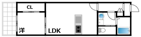 ソリティア西宮(1LDK/1階)の間取り写真
