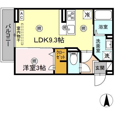 レジデンス健光(1LDK/1階)の間取り写真