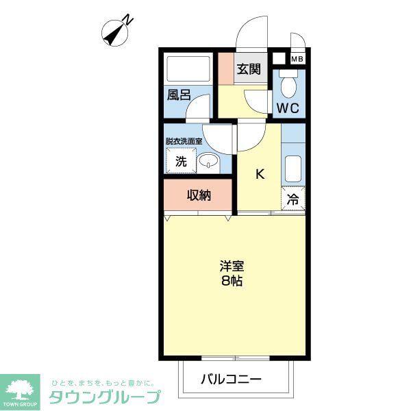 αNEXT高崎第8(1K/2階)の間取り写真