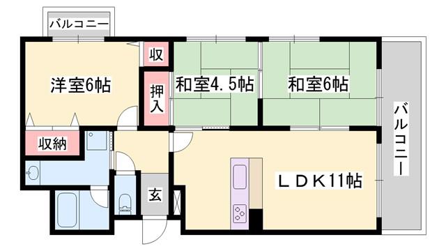 ツインピアA棟(3LDK/4階)の間取り写真