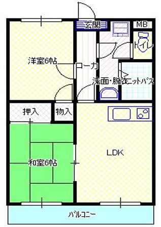リバーサイドハイツ(2LDK/1階)の間取り写真
