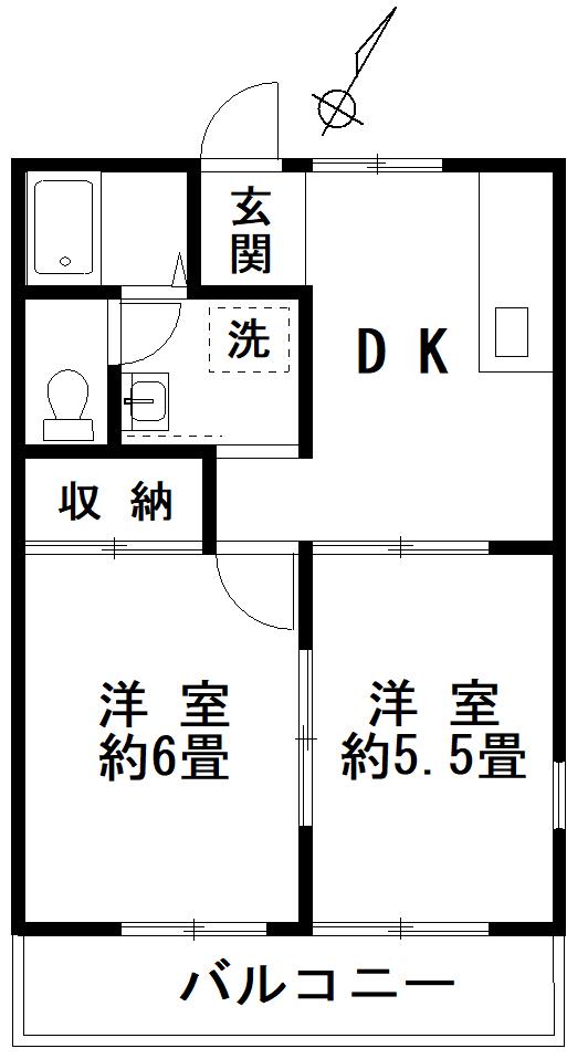 メゾンブランシュ(2DK/2階)の間取り写真