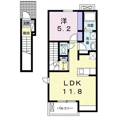 クレメントスクエア 東邦(1LDK/2階)の間取り写真