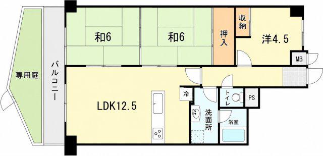 朝日プラザモンターニュ北神戸1番館(3LDK/2階)の間取り写真