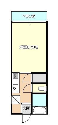 ガーデンコート立野(1K/2階)の間取り写真