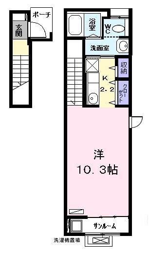 T・PLACE II(ワンルーム/2階)の間取り写真