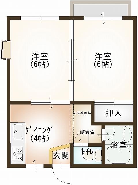 サンハイツ木下A(2DK/1階)の間取り写真