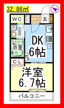 AF ラフィネ サウス(1DK/1階)の間取り写真