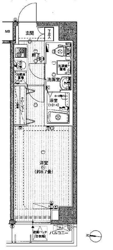 プレール・ドゥーク東陽町II(1K/5階)の間取り写真