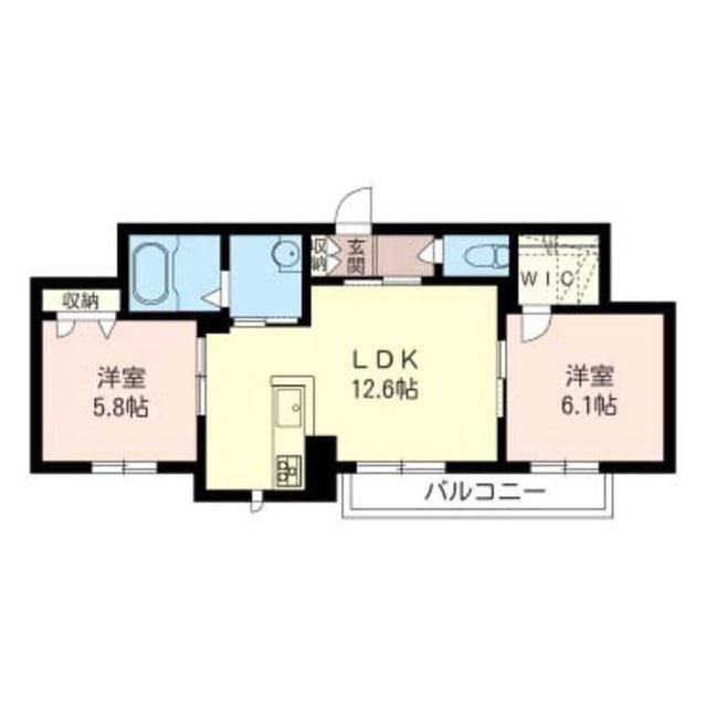 ヴァンヴェール菅生(2LDK/2階)の間取り写真