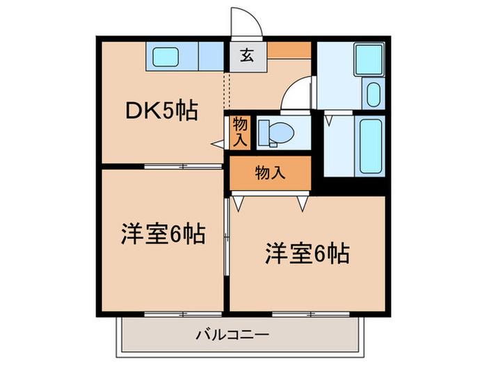 エクセーラ楠 A棟(2DK/2階)の間取り写真