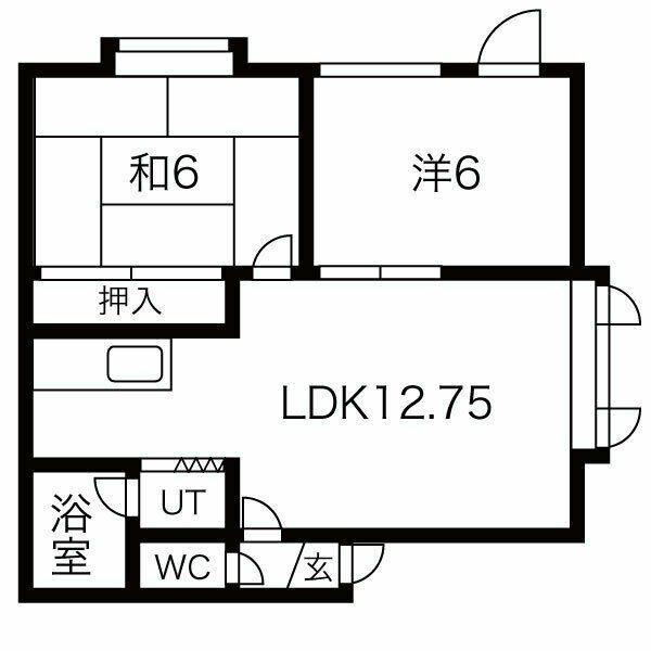 ファミール米里(2LDK/3階)の間取り写真