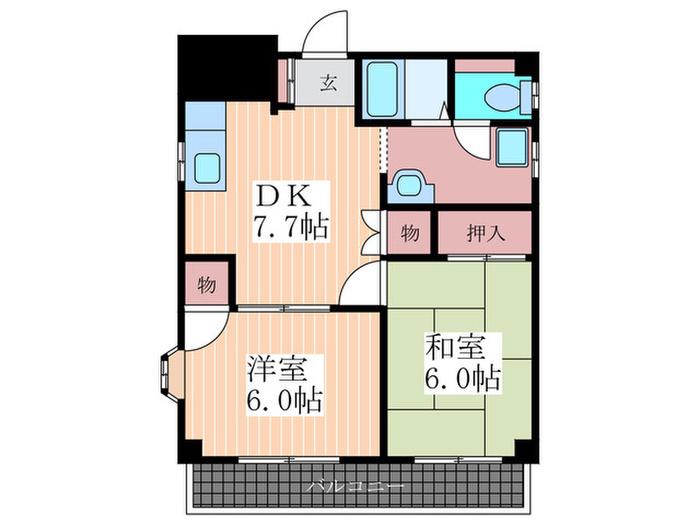 SNビル(2DK/4階)の間取り写真
