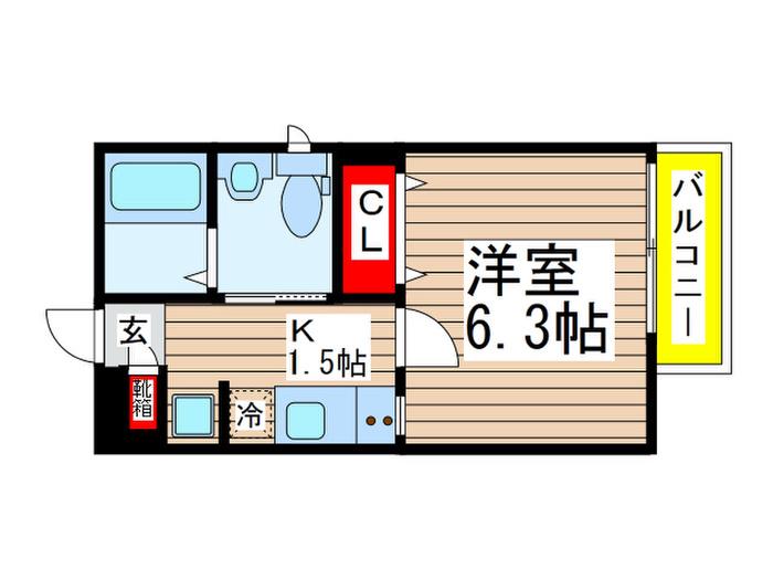 AXIS FUNABASHI(1K/2階)の間取り写真