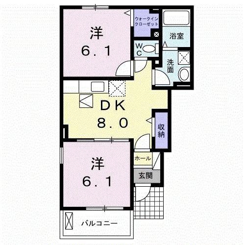 ミルト唐子C(2DK/1階)の間取り写真